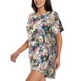 thumbnail image 2 of Naloa Colorful Flowers Women's Short-Sleeved Pajama Set, Loungewear, Summer pajamas, Breathable Cozy - Medium, 2 of 9