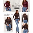 thumbnail image 3 of FreshPretty Mesh Long Sleeve Tops for Women Lace Sexy Sheer Tight See Through Crew Neck Spring Fall Party Club Outfits, 3 of 6