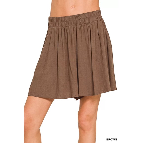 I AM A FASHION JUNKY Zenana Woven Elastic Band Shorts With Pocket