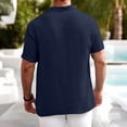 thumbnail image 6 of Hurxie Men's Linen Shirt Short Beach Hippie T Shirts Casual Summer Lightweight Henley Shirts Navy,S, 6 of 7