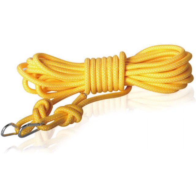 thickness 10.5mm 15m strong woven clothesline with two metal hooks, rust resistant and waterproof for camping, garden, garage, Yellow