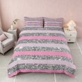 thumbnail image 3 of Homewish Geometric Stripe Duvet Cover Queen, Pink Gray Queen Bedding, Pink Reversible, 3 Pieces 1 Duvet Cover and 2 Pillowcases, 3 of 6