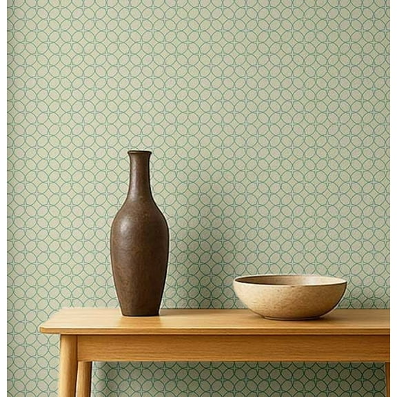 S4sassy Removable Nature-inspired Waterproof Wall Wrap, Finish Wallcover, Circle Print Contact Paper for Walls, Cabinets, Dresser, Self Adhesive Vinyl Wallpaper Roll- Green (25"x120")
