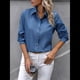 thumbnail image 4 of Camisas con Botones para Mujer, Blusas de Larga, Blusas Casuales Lisas para Oficina y Trabajo Azul Vaquero S, 4 of 7