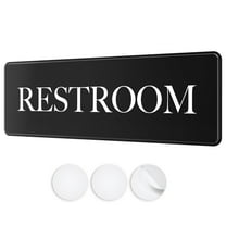 Assured Signs Restroom Sign for Door or Wall | 9 by 3" | Black Acrylic | Includes Adhesives | Ideal for Office or Home