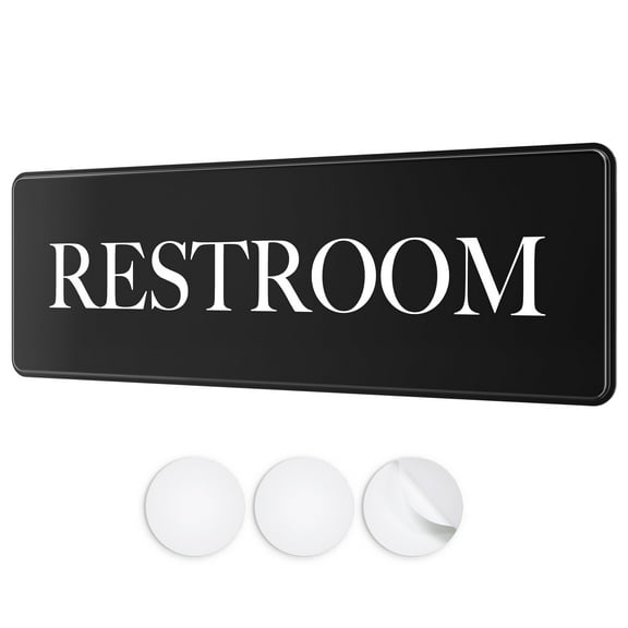 Assured Signs Restroom Sign for Door or Wall | 9 by 3" | Black Acrylic | Includes Adhesives | Ideal for Office or Home