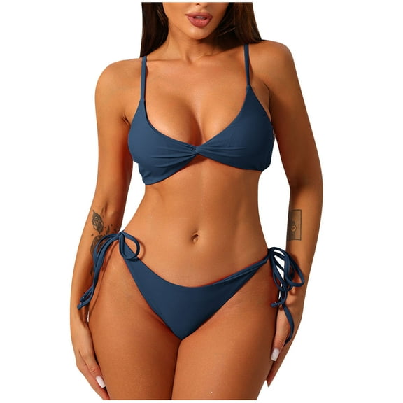 Wancir Womens High Waisted Bathing Suits Sexy V Neck Bikini Sets High Cut Two Piece Swimsuits