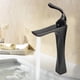thumbnail image 3 of Grifo de agua para lavabo de un solo orificio para baño doméstico de cobre, grifo de agua mezcladora fría y caliente, negro, 3 of 8