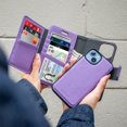 thumbnail image 4 of Caseco Mag-Safe iPhone 14 Plus Leather Wallet Case - Sunset Blvd - Purple, 4 of 5