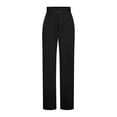 thumbnail image 6 of QUYUON Women's Hiking Pants Fashion Women Comfortable Solid Color Leisure Pants High Waist Pants Women Business Casual Pants Full Pant Leg Length Track Pants Pant Style N-809 Black L, 6 of 7