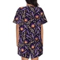 thumbnail image 3 of Naloa Lavender Flowers Women's Short-Sleeved Pajama Set, Loungewear, Summer pajamas, Breathable Cozy - Medium, 3 of 9