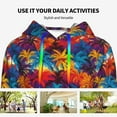 thumbnail image 4 of Lsque Colorful Hawaii Palms Pattern Casual Women's Hoodie,Hooded Sweatshirt with Kangaroo Pocket,Pullover Hoodie with Eye-catching Drawstrings-Medium, 4 of 7