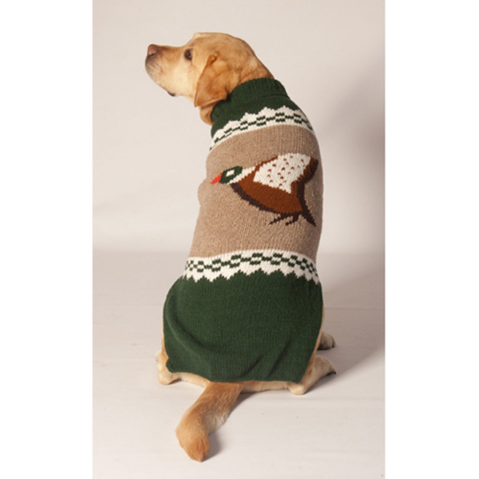 Chilly Dog Mallard Dog Sweater Green / Tan