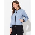 thumbnail image 3 of Chaqueta bomber Allegra K rompevientos con cremallera Gris XL para mujer, 3 of 5