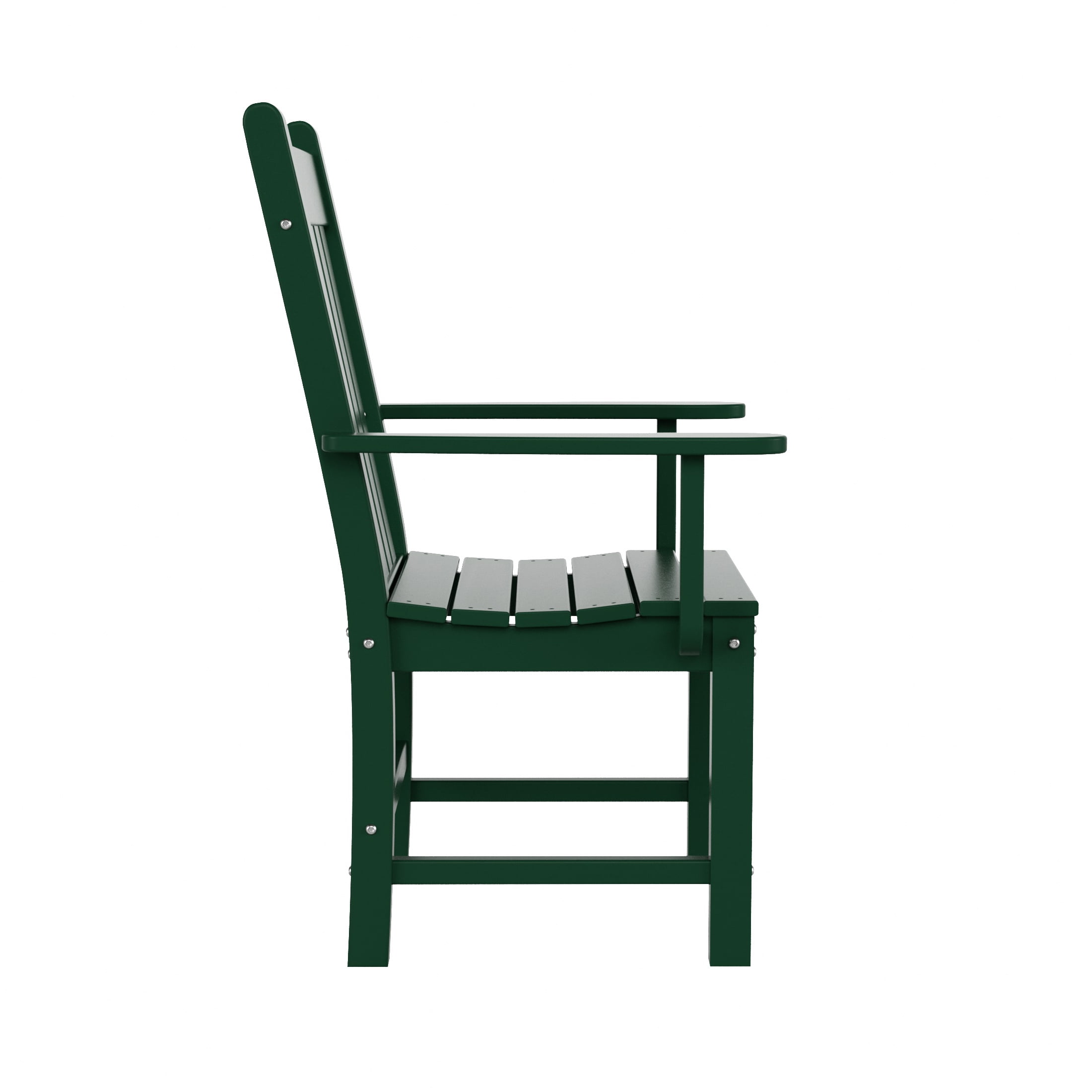 WestinTrends Malibu 7 Piece Outdoor Dining Set, All Weather Poly Lumber Patio Table and Chairs Furniture Set, 71" Trestle Dining Table with Umbrella Hole and 6 Arm Chairs, Dark Green