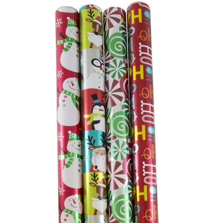 - JAM Paper® Santa Wrapping Paper, Premium Foil Gift Wrap, 100 Sq Ft, 4ct