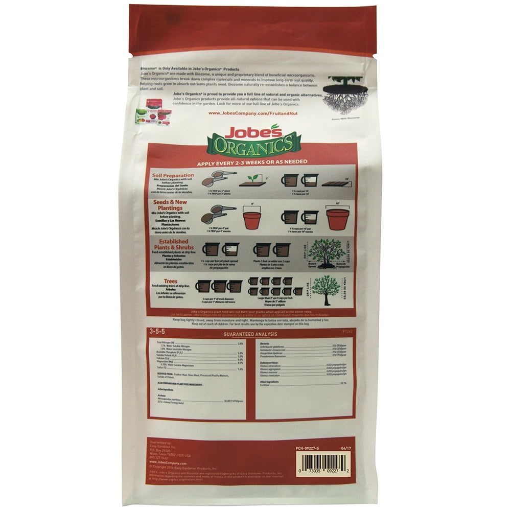 Jobe's Organics Fruit and Nut Granular Plant Food Fertilizers, 4 lb with Biozome