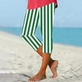 thumbnail image 7 of CFLVAEK Fashion Striped Capri Leggings for Women Plus Size High Waisted Workout Yoga Legging Casual Soft Tummy Control Summer Cropped Pants 2025 Green M, 7 of 7