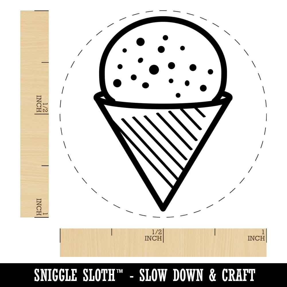 Snow Cone Shaved Ice Self-Inking Rubber Stamp Ink Stamper - Blue Ink - Medium 1 Inch