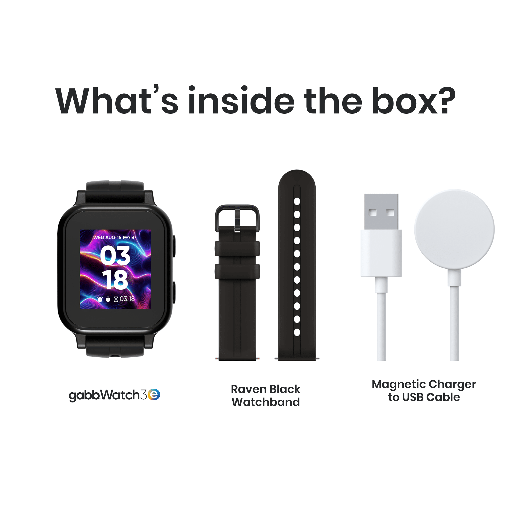 Gabb Watch 3e Smart Watch for Kids with GPS Tracker, Unlimited Call and Text, Parental Controls, Monthly Subscription, Dark Gray