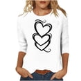 thumbnail image 1 of Hauts à Manches 3/4 pour Femmes, Blouse Décontractée à Col Rond Imprimée de Noël, 95 % Polyester 5 % Élasthanne, 1 of 7