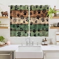 thumbnail image 2 of Dark Sage Green Brown Kitchen Curtains Window Panels, Farmhouse Dog Paw Vintage Insulated Window Treatment Curtain, Grommet Curtains for Bedroom/Living Room/Bathroom, 2 Piece 52"Wx63"L, 2 of 8