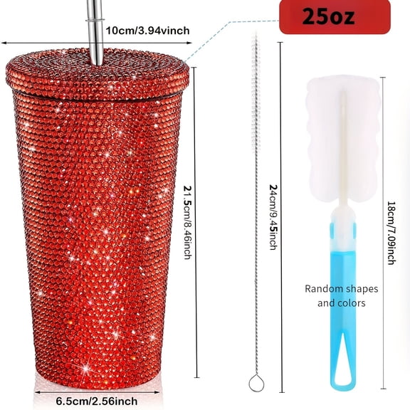 Elegant Rhinestone-Encrusted Insulated Stainless Steel Tumbler with Straw - Double-Layer Design, Vibrant Crystal Embellishments, Perfect for Coffee or Tea, Gift Item, Coffee Tumbler | Elegant Tumbler