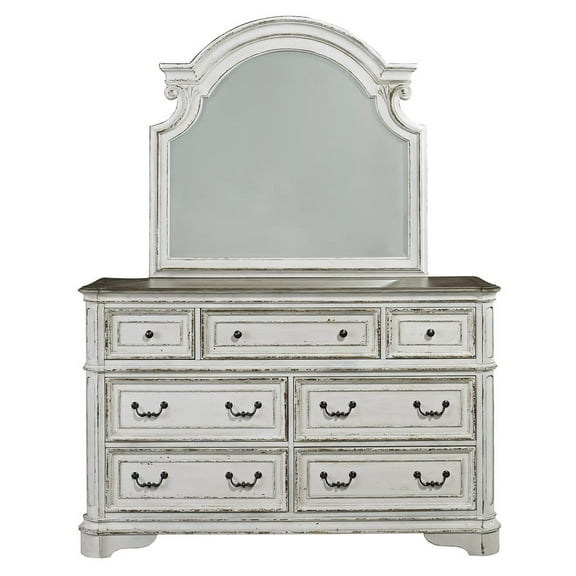 Magnolia Manor White Dresser & Mirror