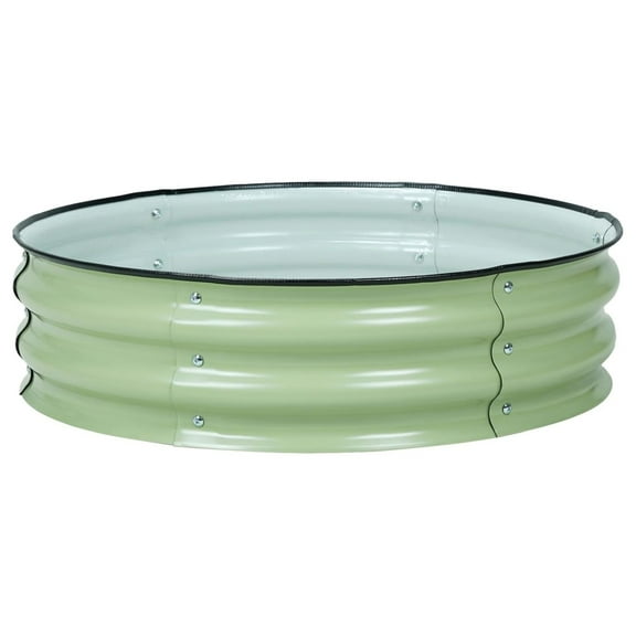 9" Tall Aluzinc Metal Raised Garden Bed, 30" Round Outdoor Planter Box for Vegetables, Flowers, and , Olive Green 30*9