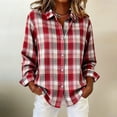 thumbnail image 5 of ClodeEU Women's Plaid Button Down Long Sleeve Shirts,Casual Loose Top ,Women's Plus L, 5 of 5