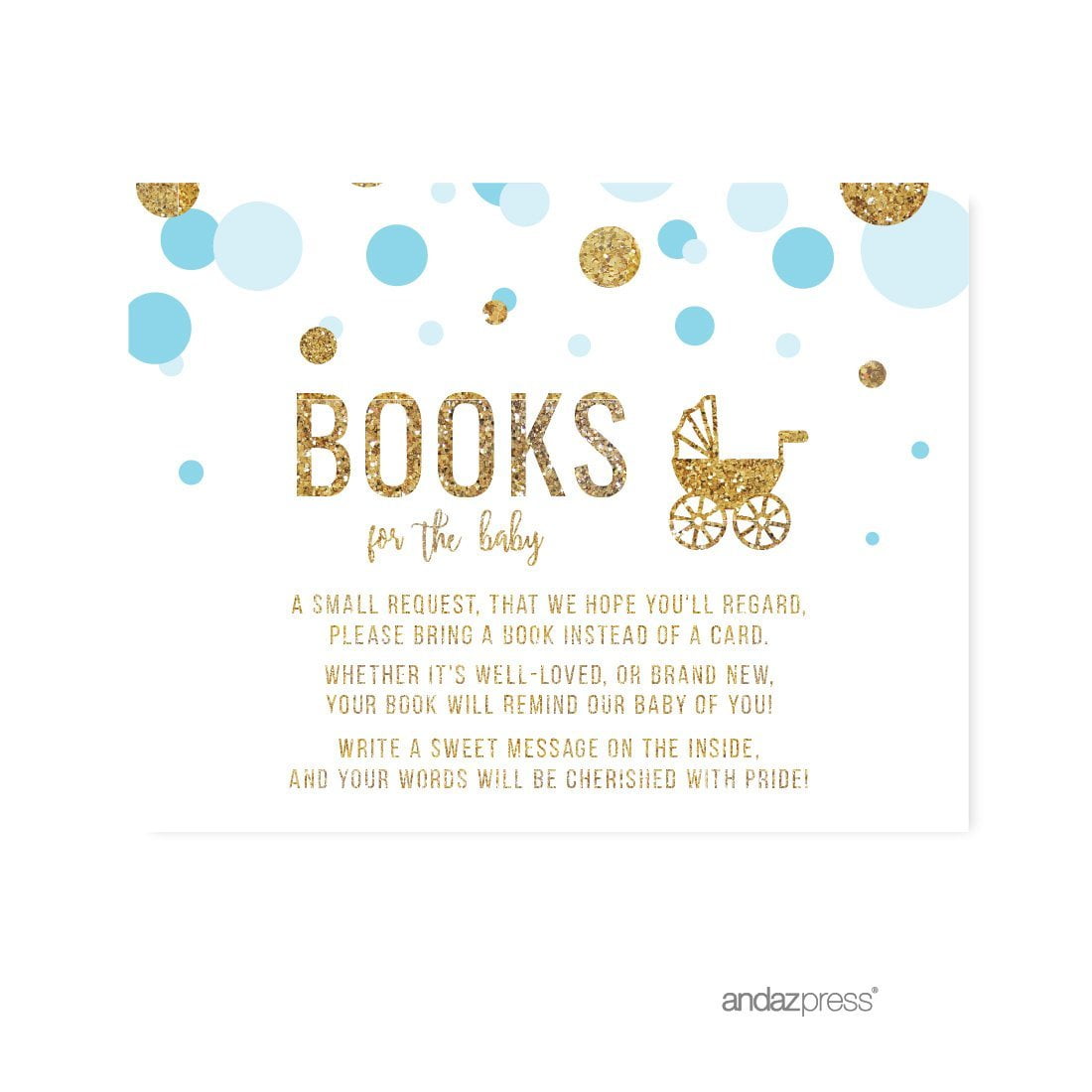 Books for Baby Request  Baby Blue Gold Glitter Baby Shower Games, 20-Pack