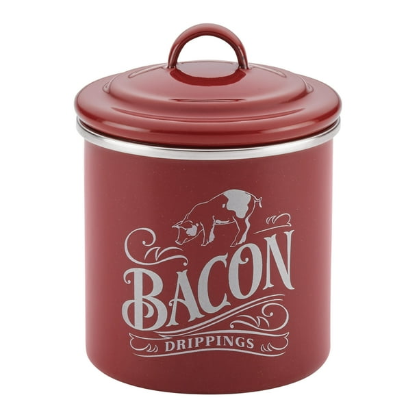 Ayesha Collection 4 X 4 Inch Enamel On Steel Bacon Grease Can Sienna Red Walmart Com Walmart Com