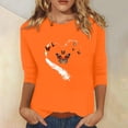 thumbnail image 2 of Dadaria Hauts Femme Chemise Orange Manches 3/4 T-Shirt Col Rond Grande Taille Tee Été Chandail Blouses L, 2 of 5