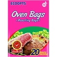 thumbnail image 1 of ECOOPTS Oven Bags - 20 Clear with Pink Interior, Disposable, Plastic Rectangular Bags with Drawstring Closure for Chicken, Meat, Seafood, Vegetable - 25x38 CM, Microwave Safe, Leak Resistant, 1 of 7