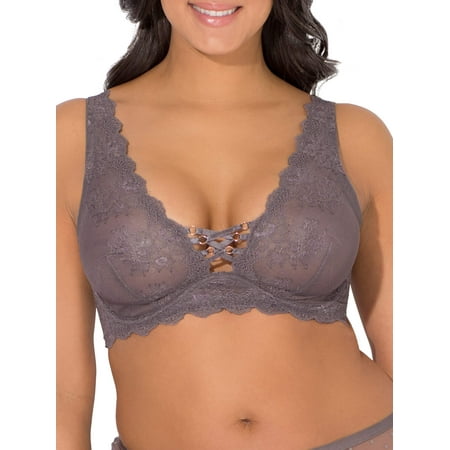 Womens Curvy Lace-Up Unlined Underwire Bra, Style
