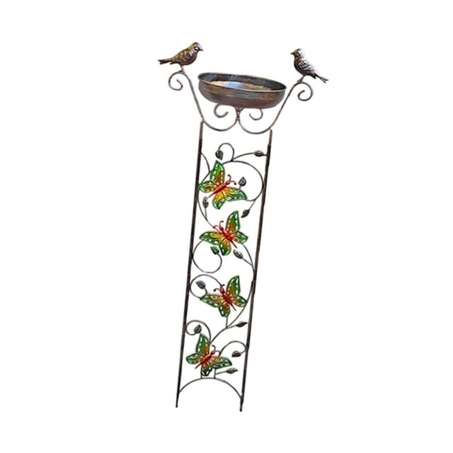 Decoración del patio de pájaros de Trellis Backyard Decorative Backyard Vintage Decor Bird Bath Bowl For Lawn Mariposa