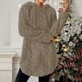 thumbnail image 2 of Ltctricy Women's Fuzzy Fleece Hoodies Casual Long Sleeve Drawstring Curved Hem Textured Pullover Sweatshirts Cozy Tunic Sweaters(Khaki,XX-Large), 2 of 7