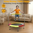 thumbnail image 3 of HLC 37 Inch Foldable Toddler Trampoline with Safety Handle - Indoor Outdoor Mini Trampoline for Kids, Max Weight 60kg/132lbs, 3 of 9