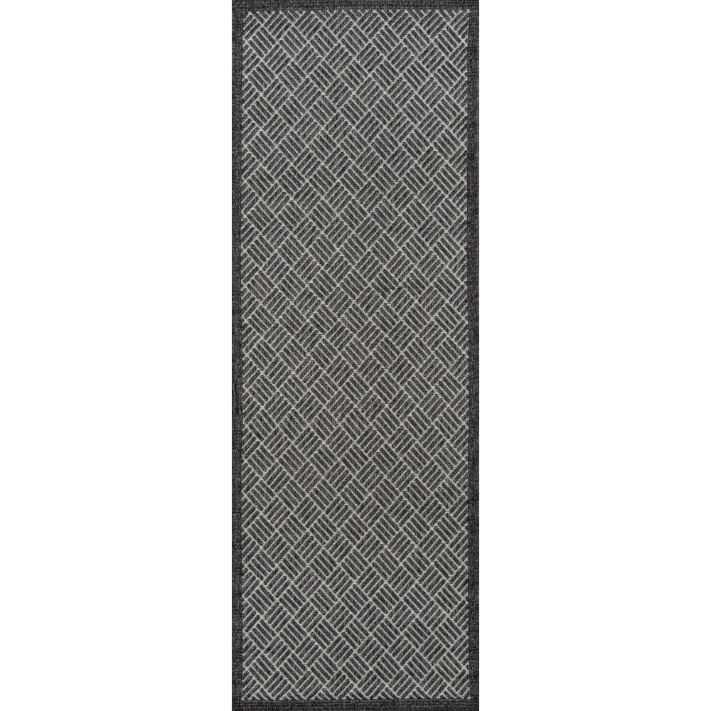 Momeni Como Polypropylene Charcoal Indoor Outdoor Runner 2' X 10