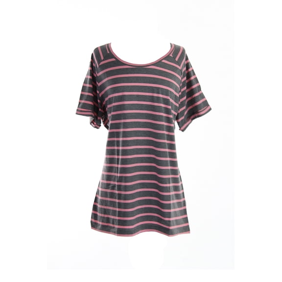 Junarose  Grey Pink Short-Sleeve Striped Tee 0X