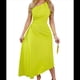 thumbnail image 1 of Vestido Midi de Cóctel para Mujer, con un Hombro Descubierto, Espalda Descubierta, Dobladillo Cruzado, Fruncido y Torcido, para Fiesta de Verano. Amarillo-Verde S, 1 of 10
