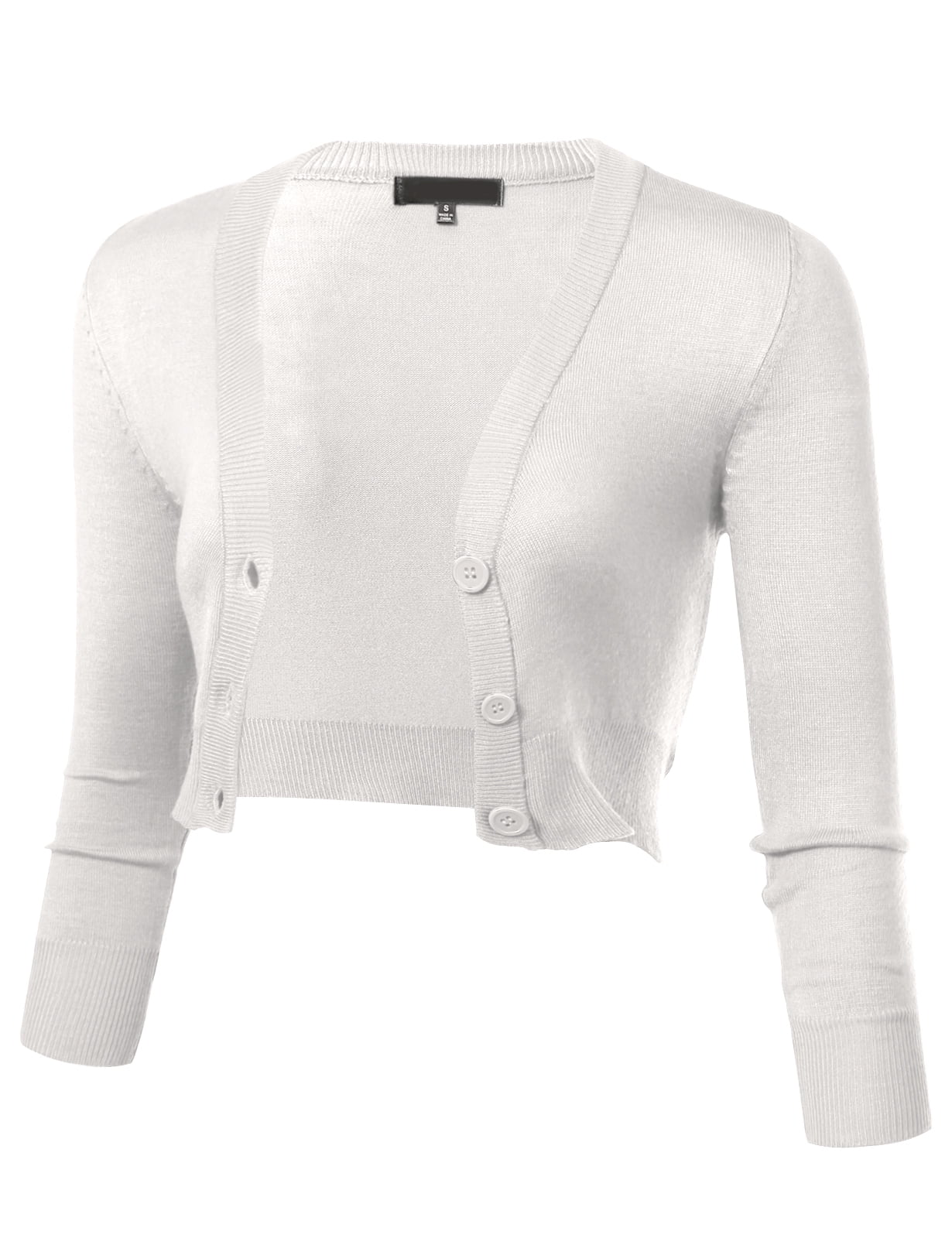 white button cropped cardigan