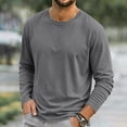 thumbnail image 6 of Mens Long Sleeve Shirts Men's Solid Color Round Neck Long Sleeved Casual Sports Fashion Fitness Clothes Dark Gray L, 6 of 6