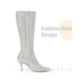 thumbnail image 3 of BLISSFUL STEP Women's Boots Pointed Toe Glitter Stiletto Heel Knee High Boots  Silver 6, 3 of 6