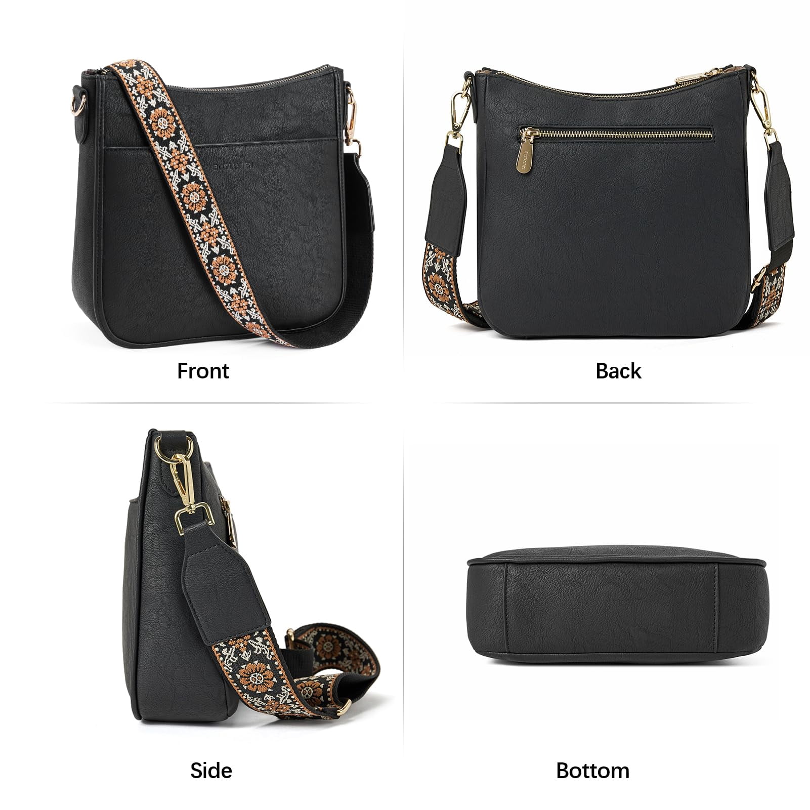 Crossbody Bags for Women Trendy Vegan Leather Hobo Purses Shoulder Handbags Wide Shoulder Strap