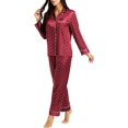 thumbnail image 1 of Womens Silk Satin Pajamas Set Sleepwear Loungewear,Small Dots-red, 1 of 5