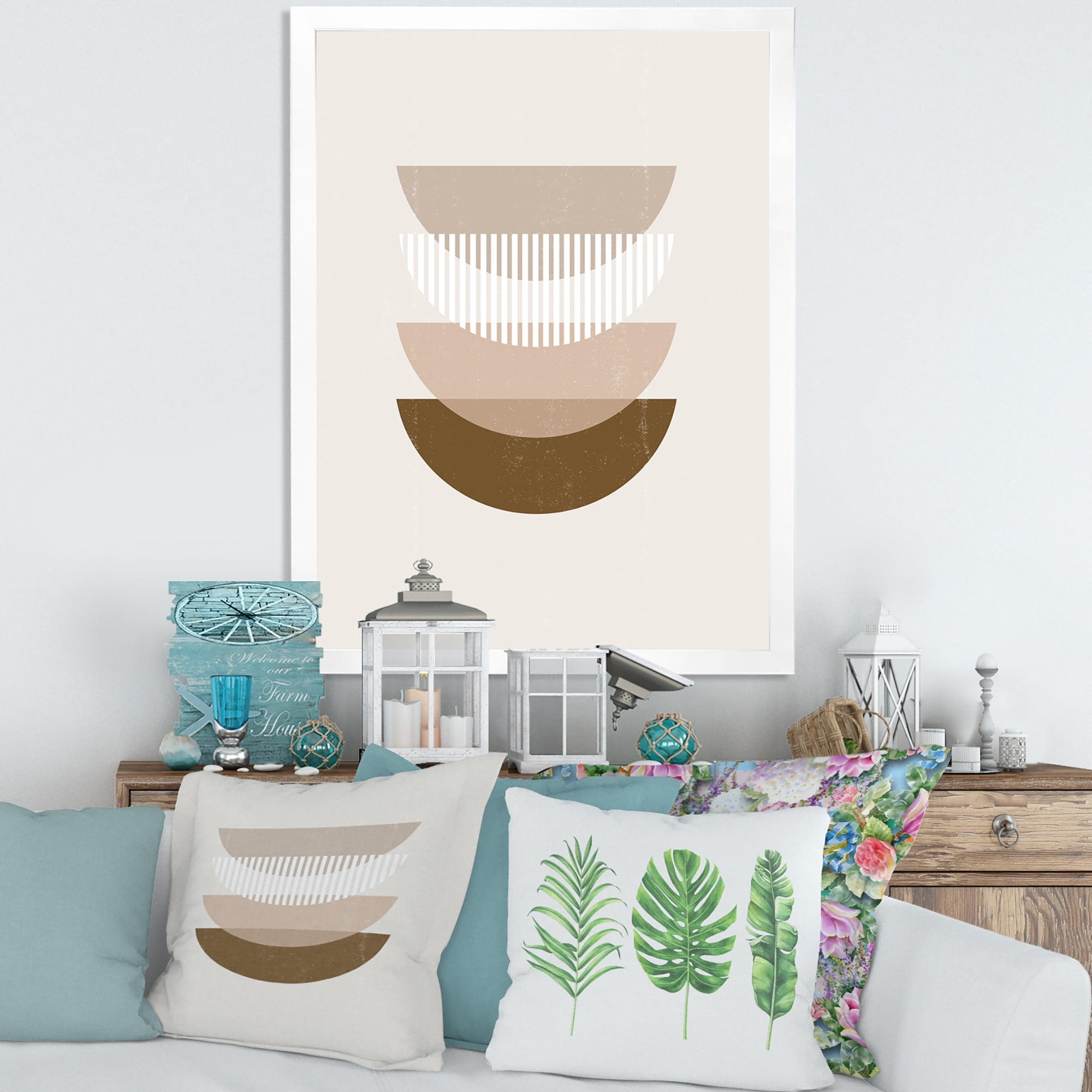 Designart 'Abstract Moon and Sun Geometric Print III' Modern Framed Art Print