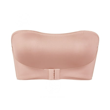 fheaev Strapless Bras For Women Front Snap Wireless Non-Slip Pair Breast Anti-Sagging Small Chest Traceless Front Buckle Seamless Everyday Bra