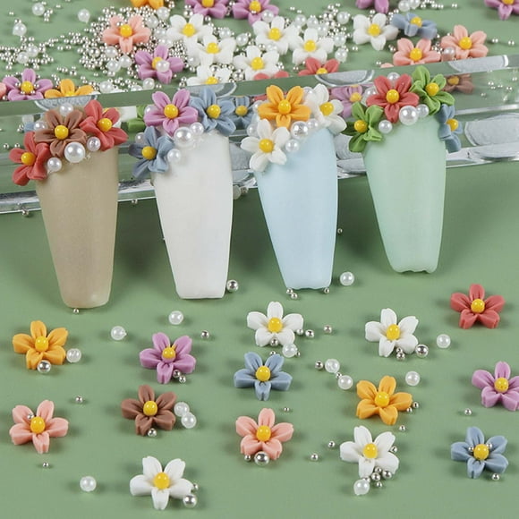 EGNMCR Nail Art Accessories Color Matte Five- Flower Nail Jewelry 40 Bags Of Three-dimensional Resin Small Flower Jewelry nail sequins