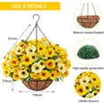 thumbnail image 2 of Artificial Faux Hanging Plants Flowers Basket for Outdoor Outside Spring Summer Decoration, Silk Purple Morning Glory in Planter UV Resistant Look Real Fake Flowers for Porch Patio Balcony Home Yard, 2 of 6